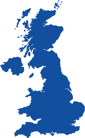 Map of England in blue